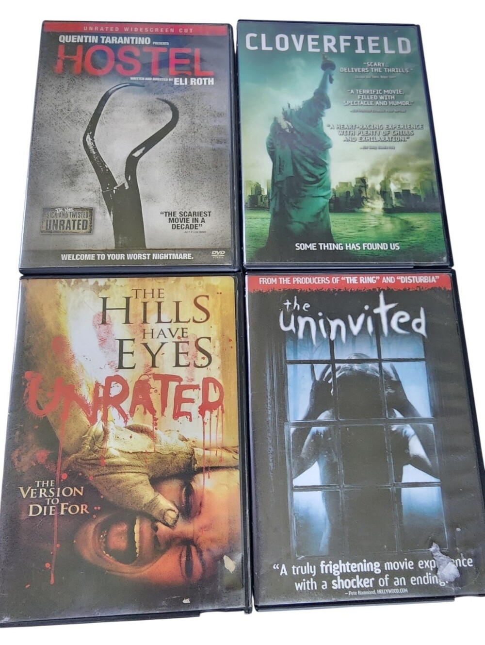 4pc Lot Of Horror DVD Set-Hills Have Eyes, Cloverfield, Hostel, Etc